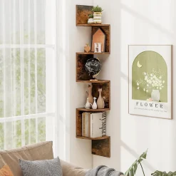 Etagere Murale à 5 Niveaux, 20 x 20 x 126 CM, Organisateur de Rangement, Gain de Place, Moderne, Charge 50KG