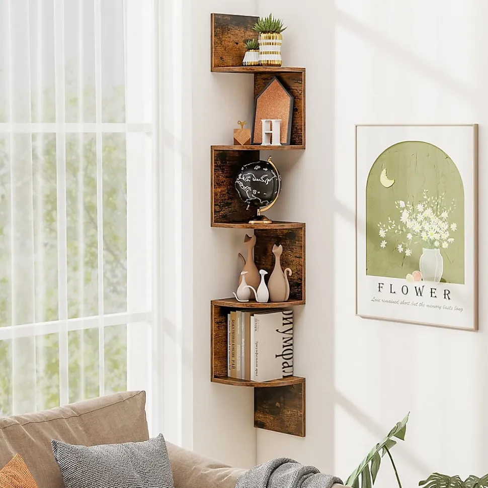 Etagere Murale à 5 Niveaux, 20 x 20 x 126 CM, Organisateur de Rangement, Gain de Place, Moderne, Charge 50KG