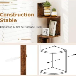 Etagere Murale à 5 Niveaux, 20 x 20 x 126 CM, Organisateur de Rangement, Gain de Place, Moderne, Charge 50KG