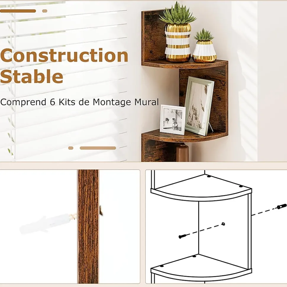 Etagere Murale à 5 Niveaux, 20 x 20 x 126 CM, Organisateur de Rangement, Gain de Place, Moderne, Charge 50KG
