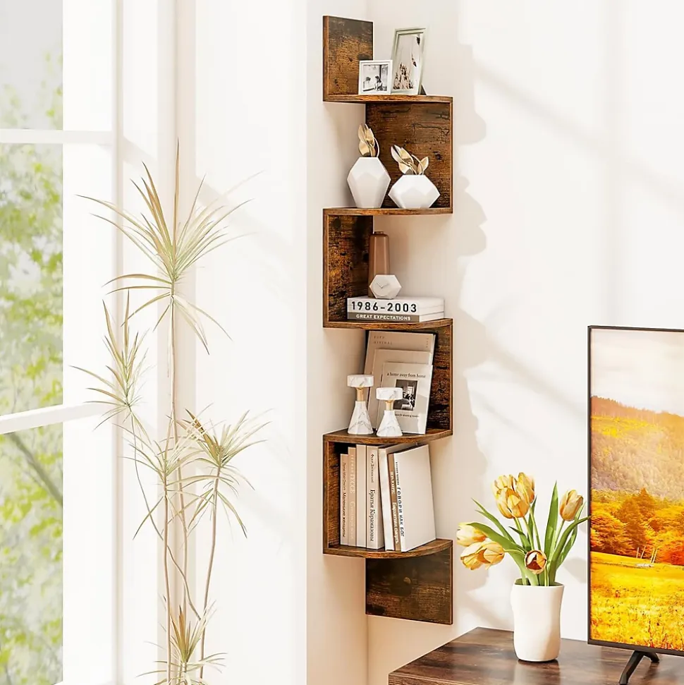 Etagere Murale à 5 Niveaux, 20 x 20 x 126 CM, Organisateur de Rangement, Gain de Place, Moderne, Charge 50KG