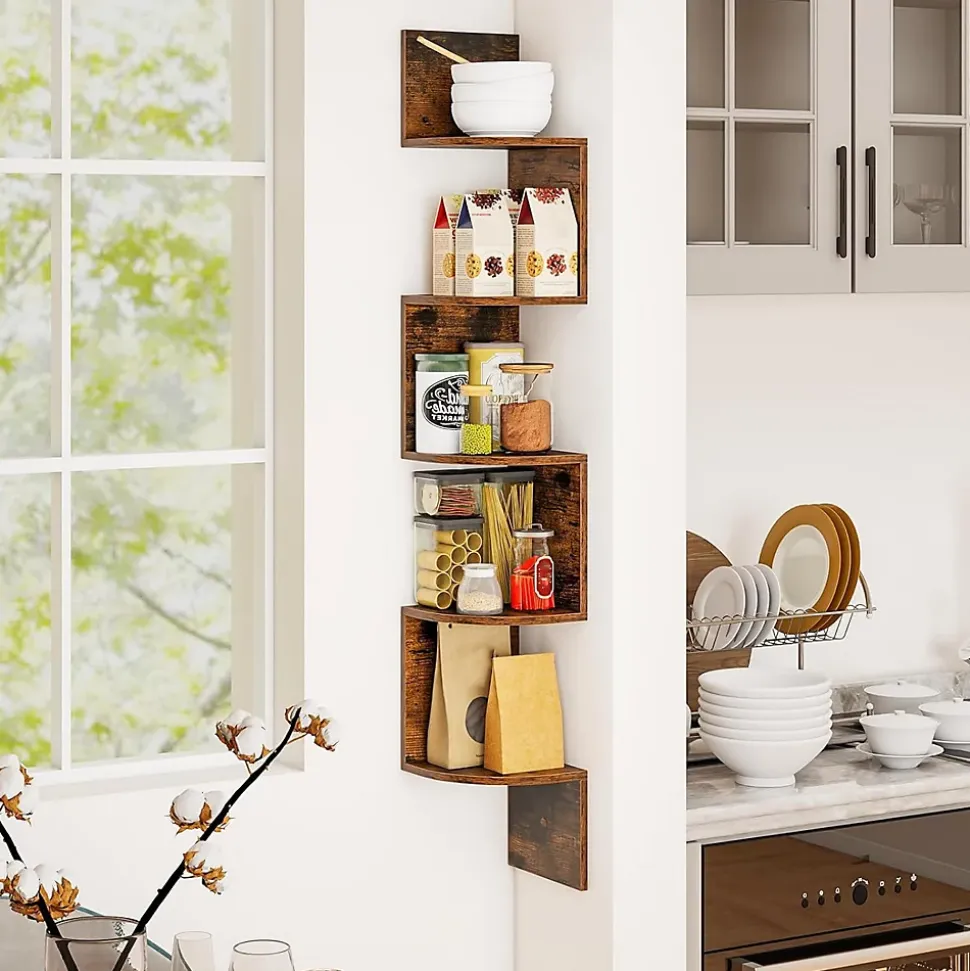 Etagere Murale à 5 Niveaux, 20 x 20 x 126 CM, Organisateur de Rangement, Gain de Place, Moderne, Charge 50KG