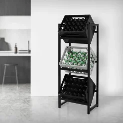 Etagere pour Caisses de Boissons 3 Caisses, 47x31x116,5 cm, Acier