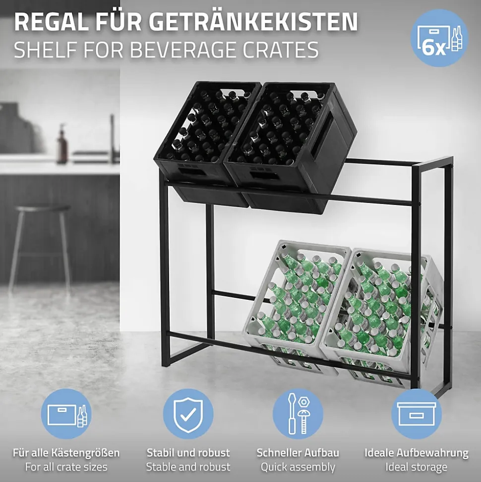 Etagere pour Caisses de Boissons 6-8 Caisses, 104x32x82,5 cm, Acier
