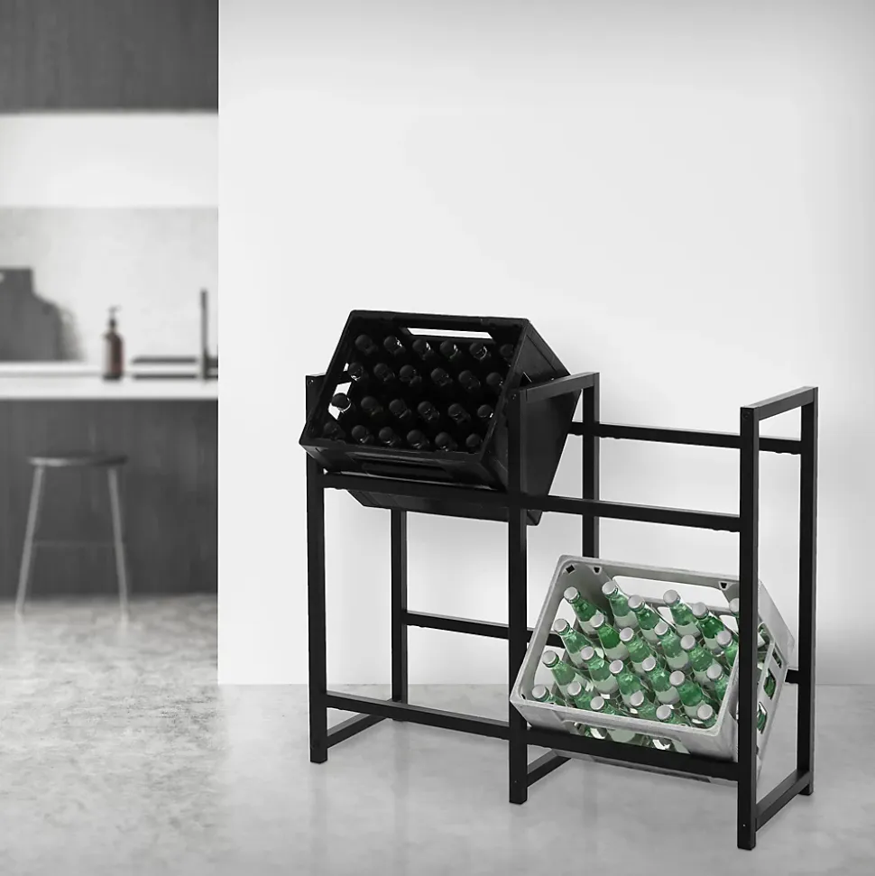Etagere pour Caisses de Boissons 4 Caisses, 91x31x75,5 cm, Acier
