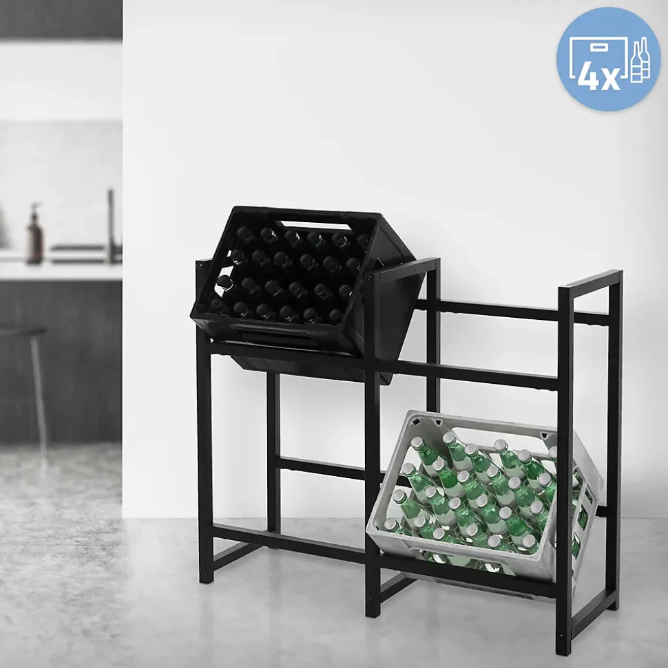Etagere pour Caisses de Boissons 4 Caisses, 91x31x75,5 cm, Acier