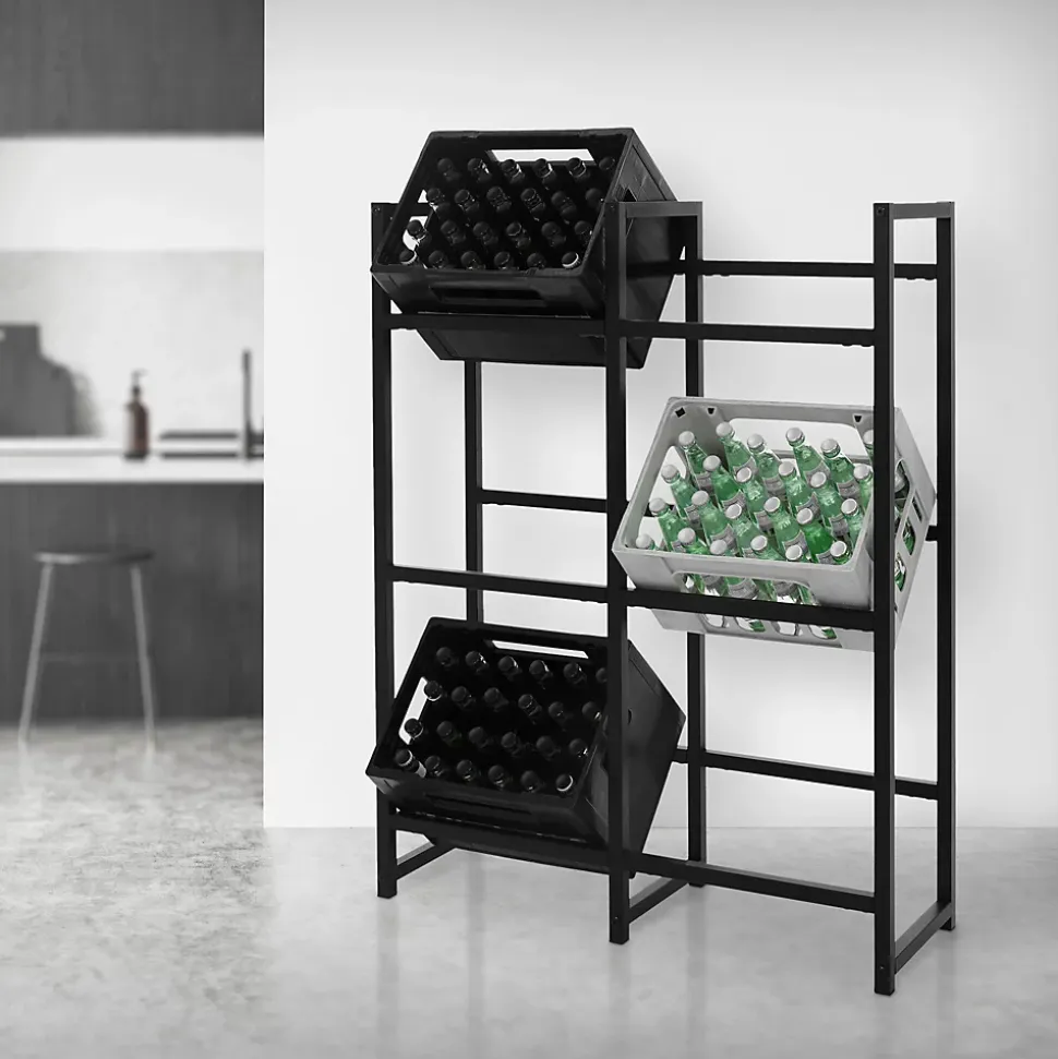 Etagere pour Caisses de Boissons 6 Caisses, 91x31x116,5 cm, Acier