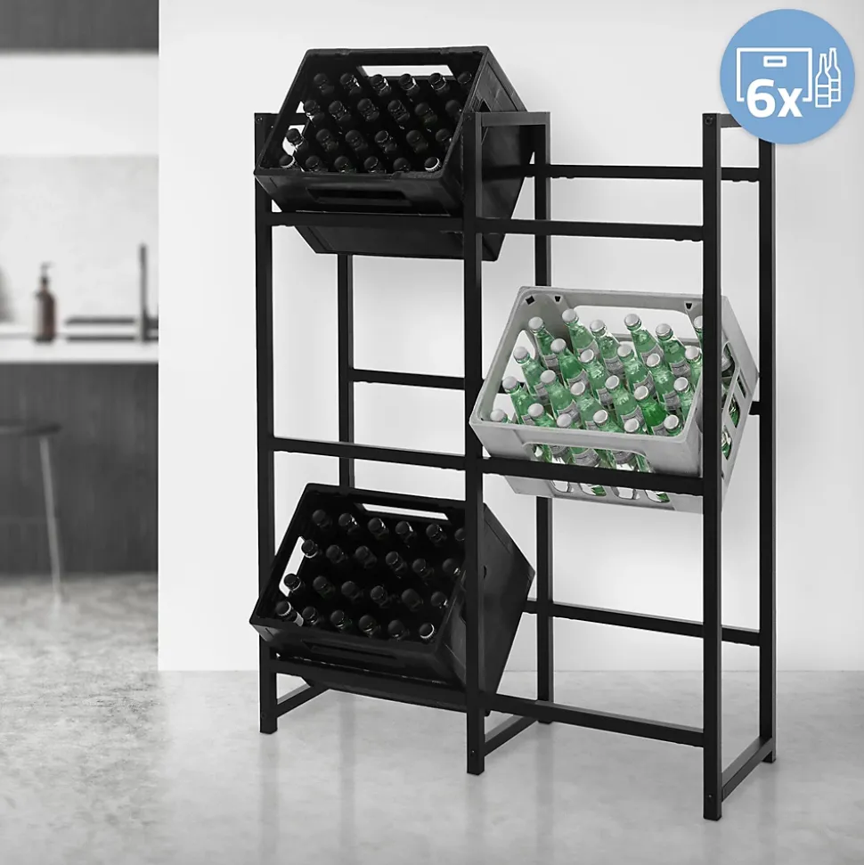 Etagere pour Caisses de Boissons 6 Caisses, 91x31x116,5 cm, Acier