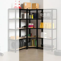 Etagere Reglable de Rangement d'Angle a 5 Niveaux CATTERHOUSE Hans Plus 70x40x180 cm Charge Lourde 875 Kg Cadre Acier Noir