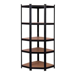Etagere Reglable de Rangement d'Angle a 5 Niveaux CATTERHOUSE Hans Plus 70x40x180 cm Charge Lourde 875 Kg Cadre Acier Noir