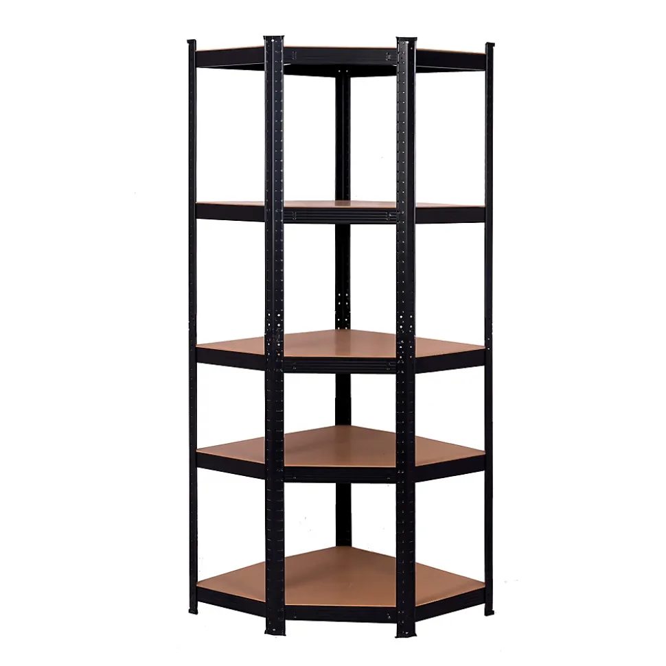 Etagere Reglable de Rangement d'Angle a 5 Niveaux CATTERHOUSE Hans Plus 70x40x180 cm Charge Lourde 875 Kg Cadre Acier Noir