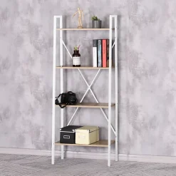 Etagère à 4 planches en bois et métal