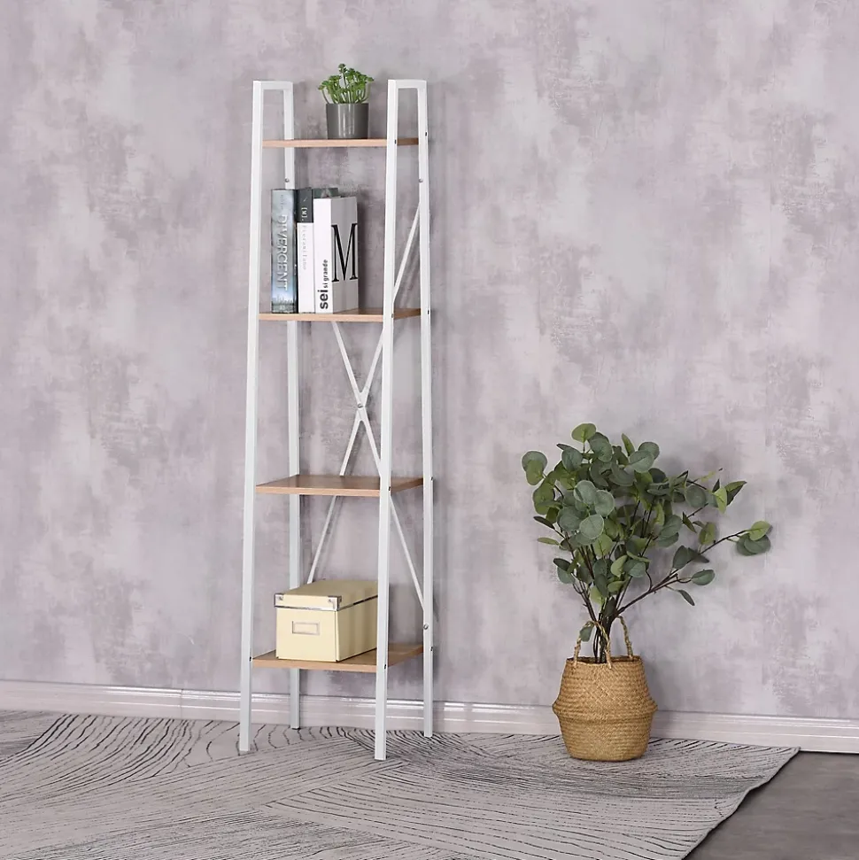 Etagère à 4 planches en bois et métal