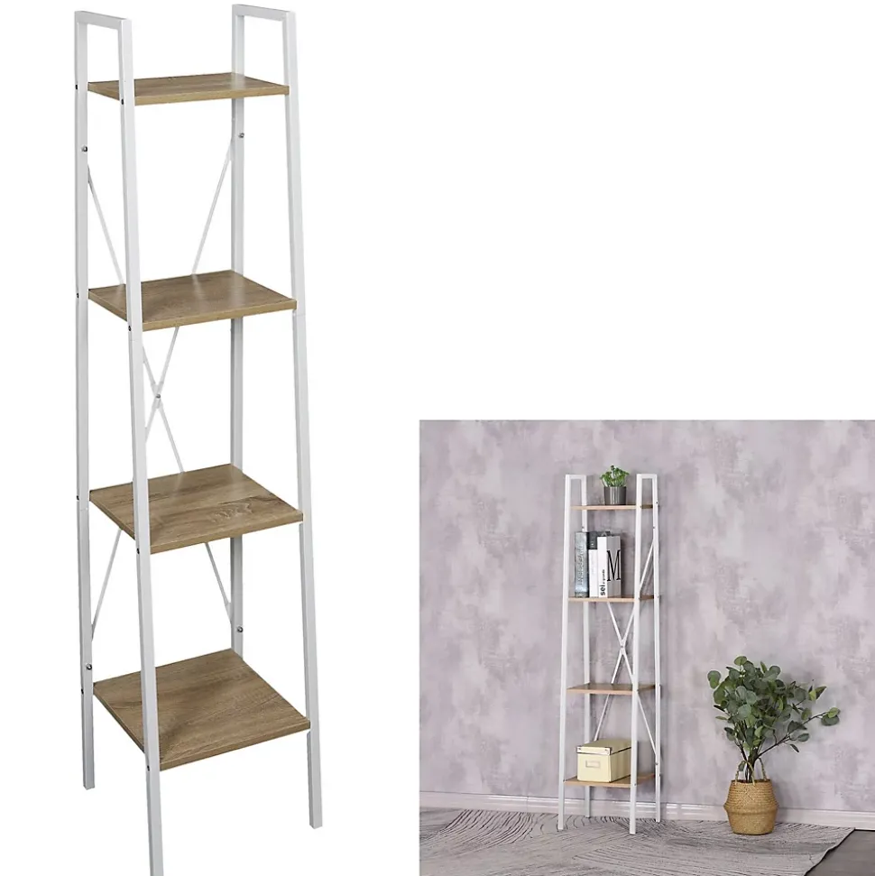 Etagère à 4 planches en bois et métal