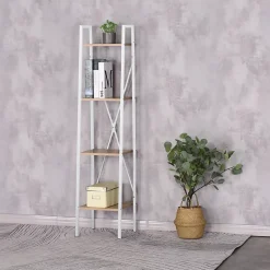 Etagère à 4 planches en bois et métal