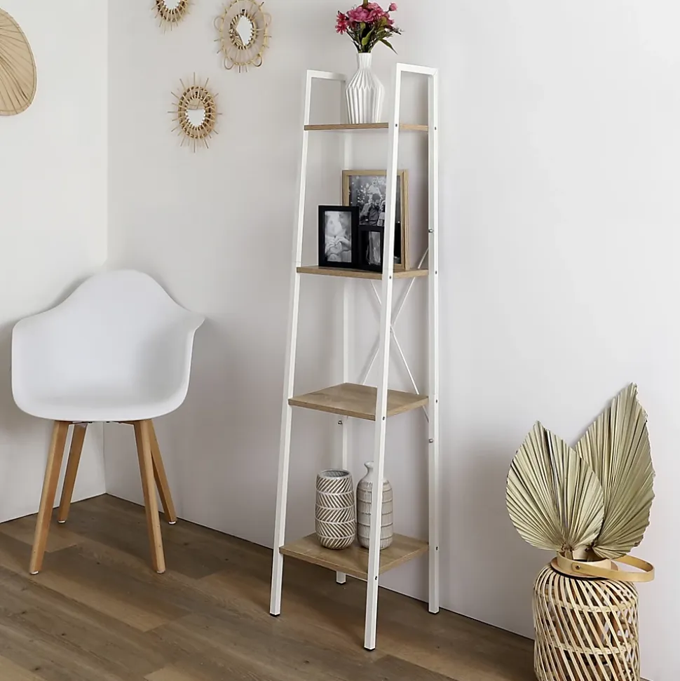 Etagère à 4 planches en bois et métal