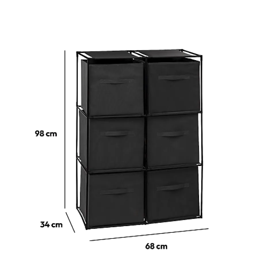 Etagère 6 cases avec 6 boîtes de rangement Mix N' Modul noir - Noir- 5five
