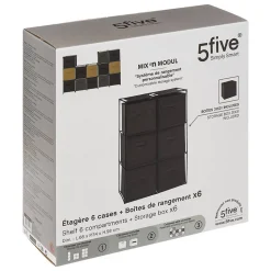 Etagère 6 cases avec 6 boîtes de rangement Mix N' Modul noir - Noir- 5five