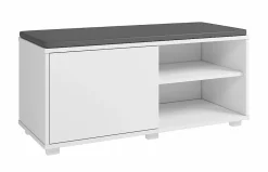 Etagère à chaussures, meuble à chaussures avec 1 porte coloris blanc - longueur 90 x profondeur 35 x hauteur 43 cm