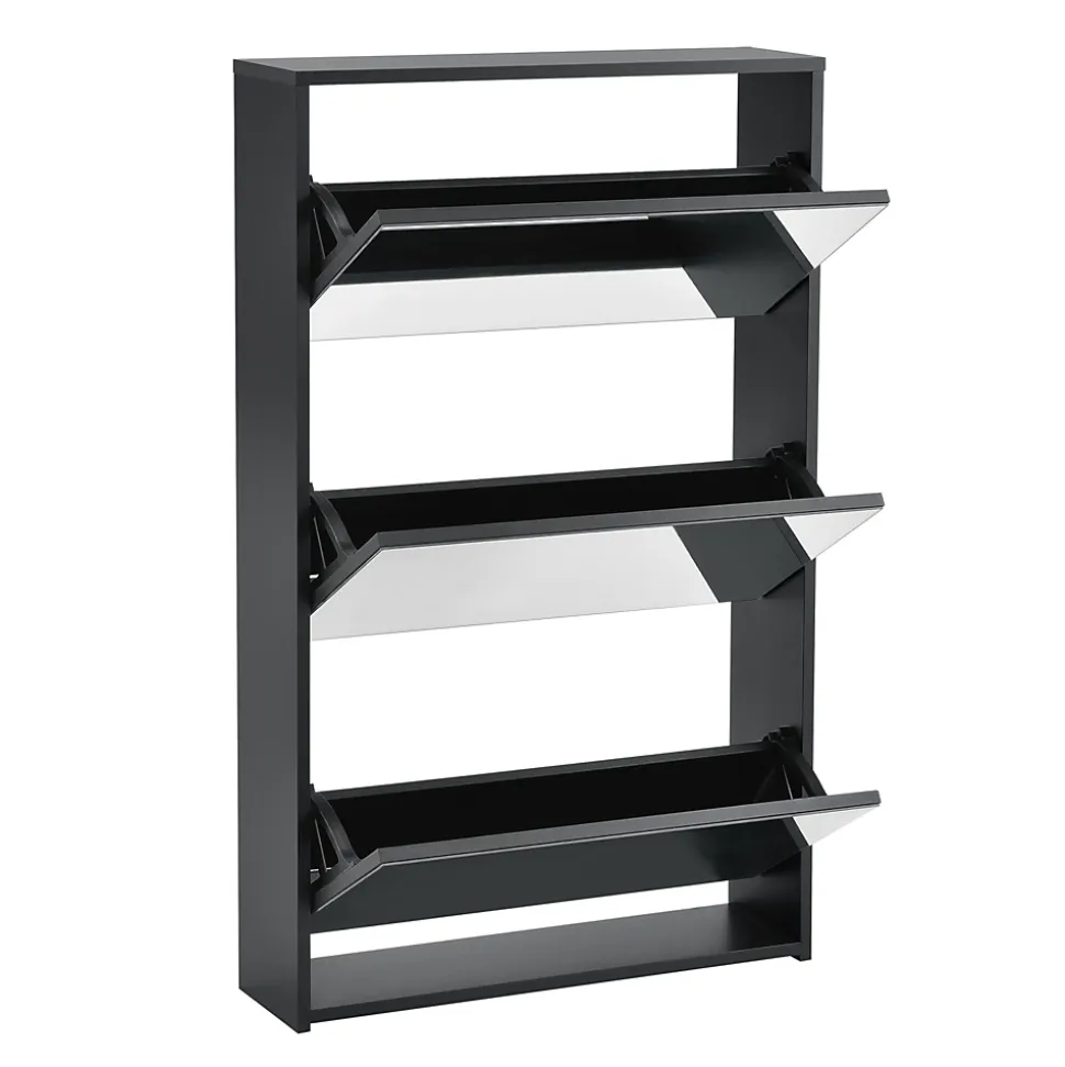 Etagère à Chaussures Vogar Miroir 103 x 63 x 17 cm Noir en.casa