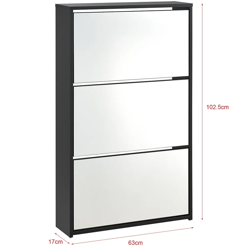 Etagère à Chaussures Vogar Miroir 103 x 63 x 17 cm Noir en.casa