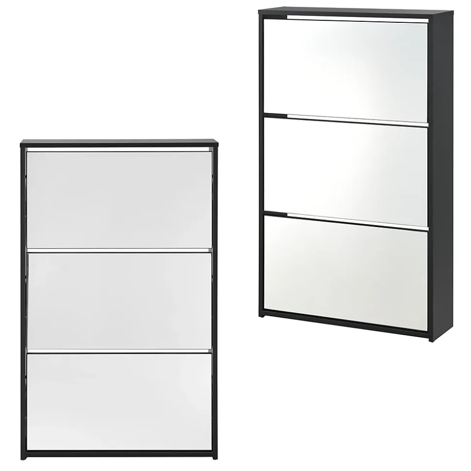 Etagère à Chaussures Vogar Miroir 103 x 63 x 17 cm Noir en.casa