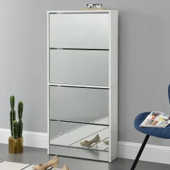 Etagère à Chaussures Vogar Miroir 134 x 63 x 17 cm Banc en.casa