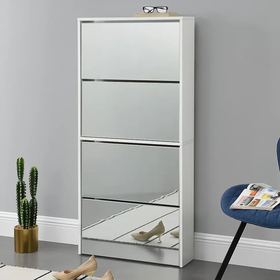 Etagère à Chaussures Vogar Miroir 134 x 63 x 17 cm Banc en.casa