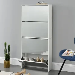 Etagère à Chaussures Vogar Miroir 134 x 63 x 17 cm Banc en.casa