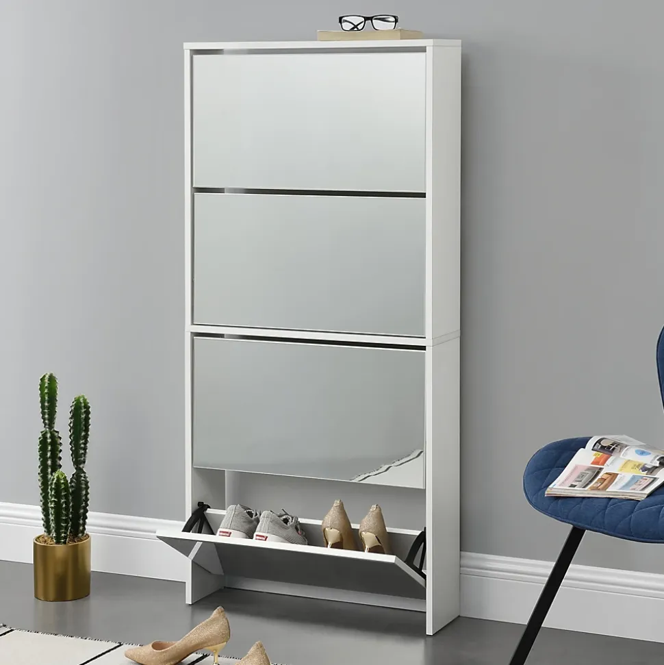 Etagère à Chaussures Vogar Miroir 134 x 63 x 17 cm Banc en.casa