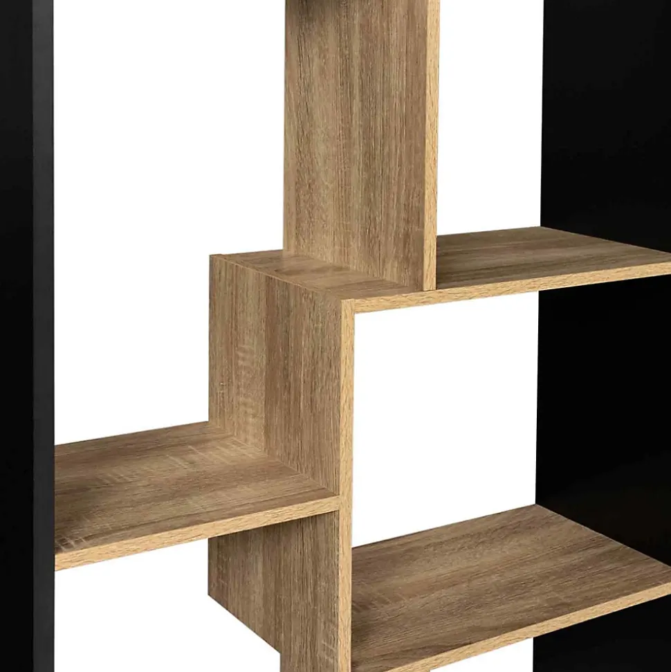 Etagère à double position TANIA bois noir et imitation hêtre L.161 cm