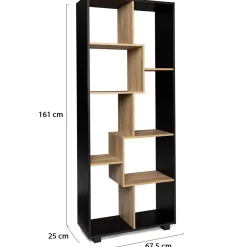 Etagère à double position TANIA bois noir et imitation hêtre L.161 cm