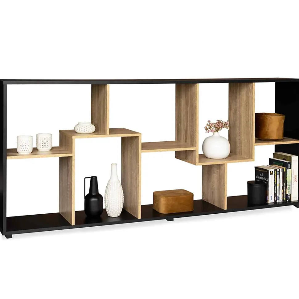 Etagère à double position TANIA bois noir et imitation hêtre L.161 cm