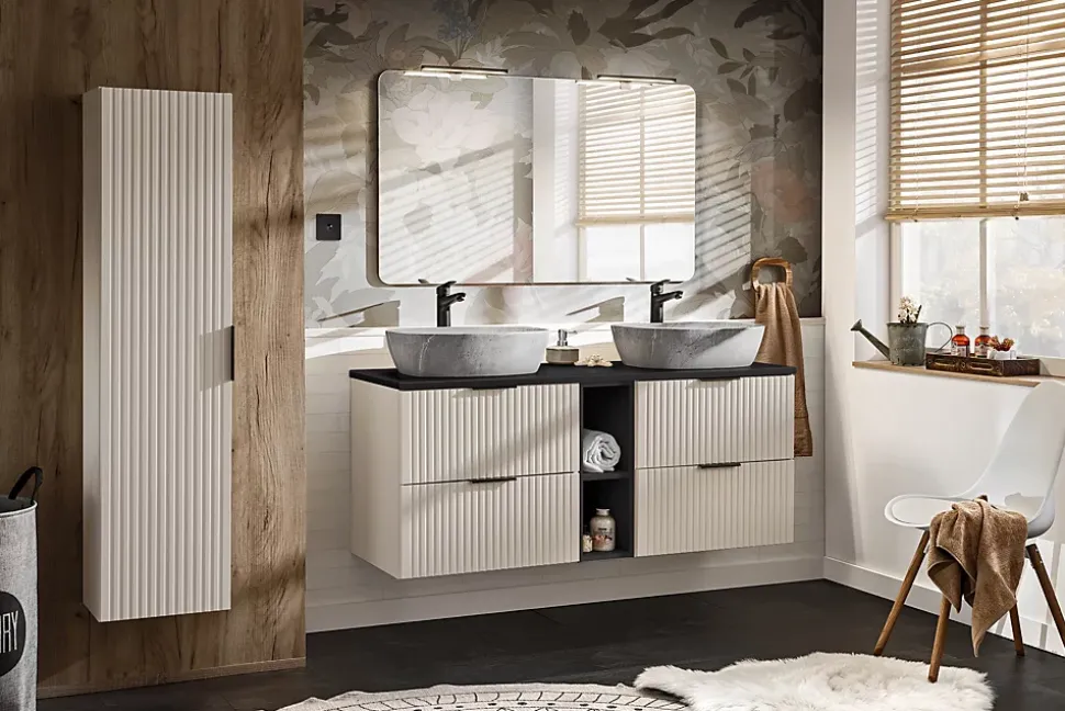 Etagère - extension de salle de bain suspendue XILO NOIR 20 cm