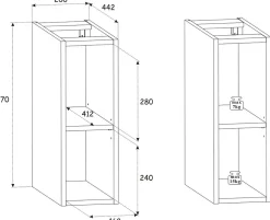 Etagère - extension de salle de bain suspendue XILO NOIR 20 cm