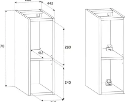 Etagère - extension de salle de bain suspendue XILO CHÊNE 20 cm