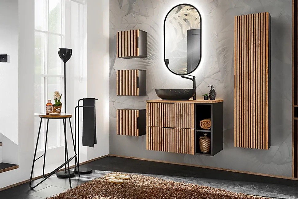 Etagère - extension de salle de bain suspendue XILO CHÊNE 20 cm