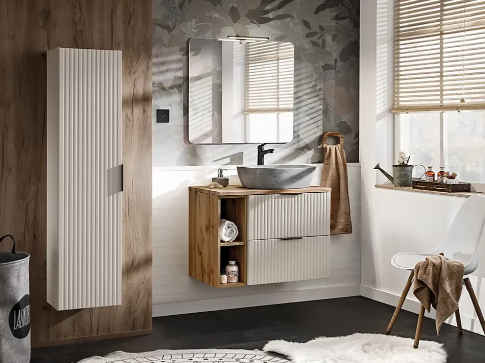 Etagère - extension de salle de bain suspendue XILO CHÊNE 20 cm