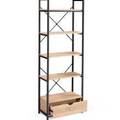 Etagère 5 niveaux avec tiroir DETROIT design industriel 170 cm
