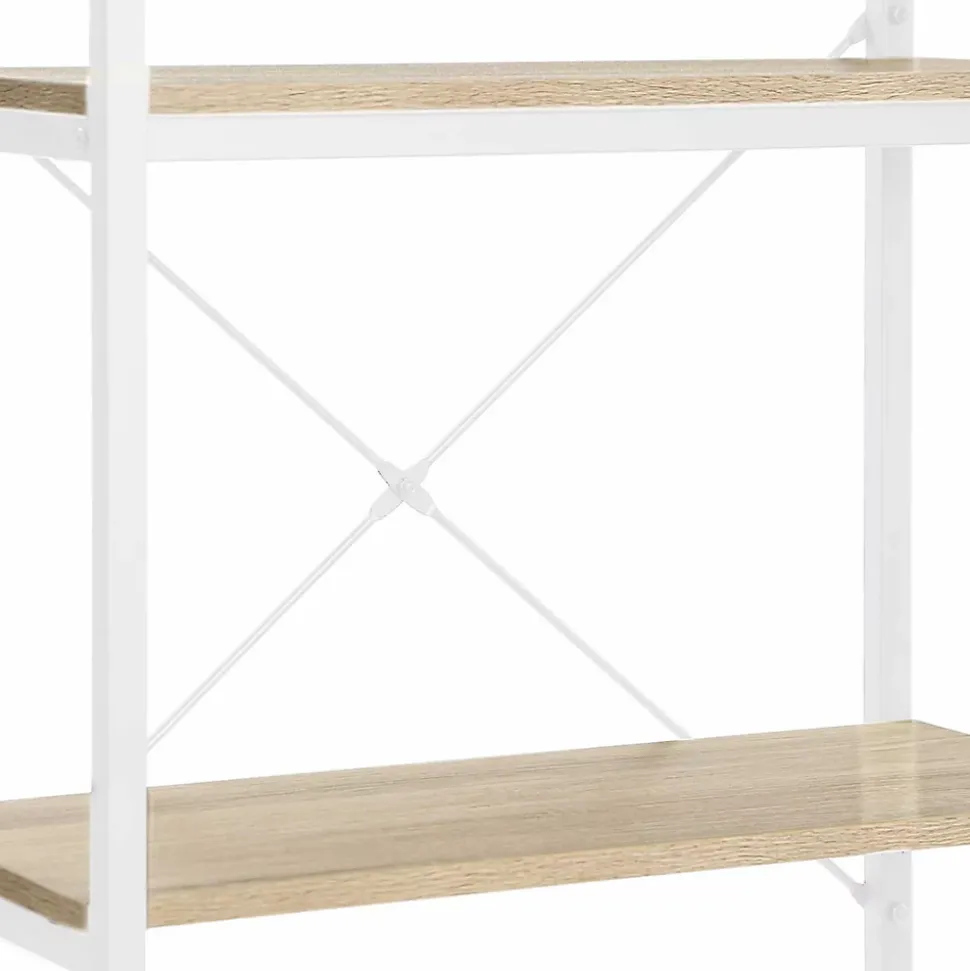 Etagère 5 niveaux DETROIT design industriel bois et métal blanc 170 cm