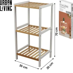 Etagère 3 niveaux en bois - Marron et banc