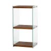 Etagère 3 niveaux en verre et bois foncé AQUA
