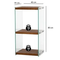 Etagère 3 niveaux en verre et bois foncé AQUA