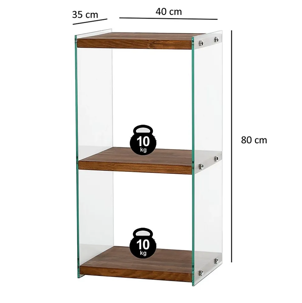 Etagère 3 niveaux en verre et bois foncé AQUA