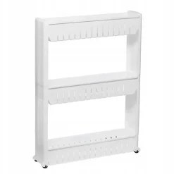 Etagère 3 étages à roulettes SPRINGOS - Meuble de rangement de cuisine et salle de bains - Blanc