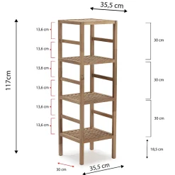 Etagère Alam en bois de noyer, hauteur 117,5 cm avec 4 niveaux