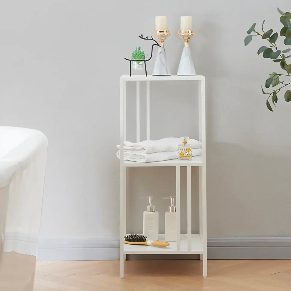 Etagère autoportante Kumlinge acier 80 x 35 x 35 cm blanc en.casa