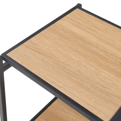 Etagère autoportante pliante Telemark à 3 niveaux métal MDF 81 x 68 x 38 cm noir effet chêne en.casa