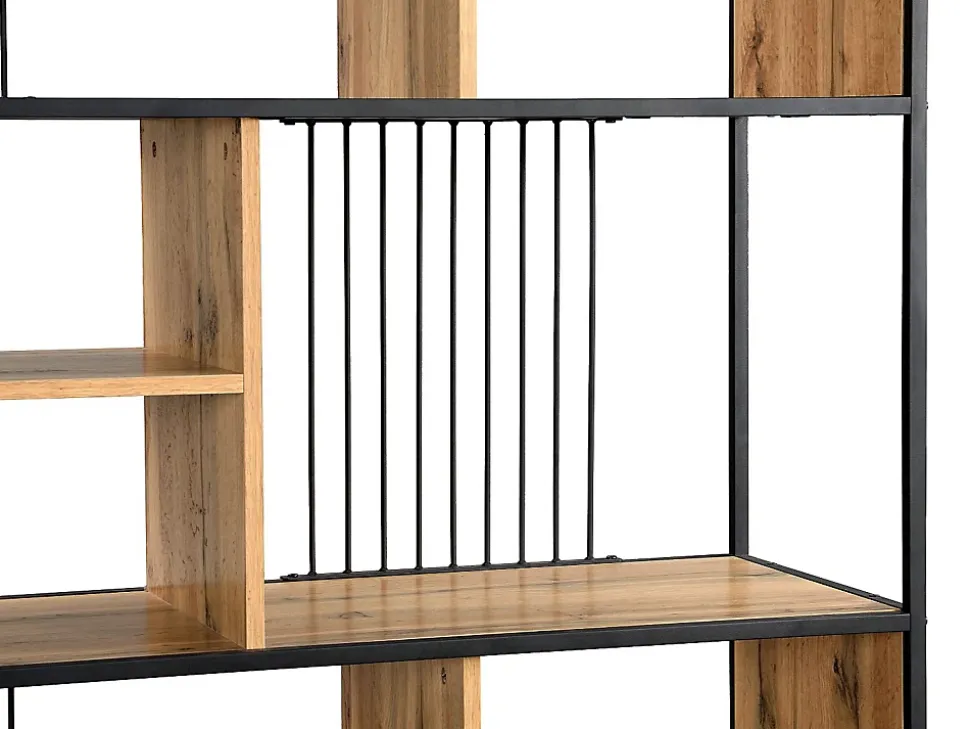 Etagère avec 9 niches en MDF et acier - Naturel et Noir - LEMAVIA