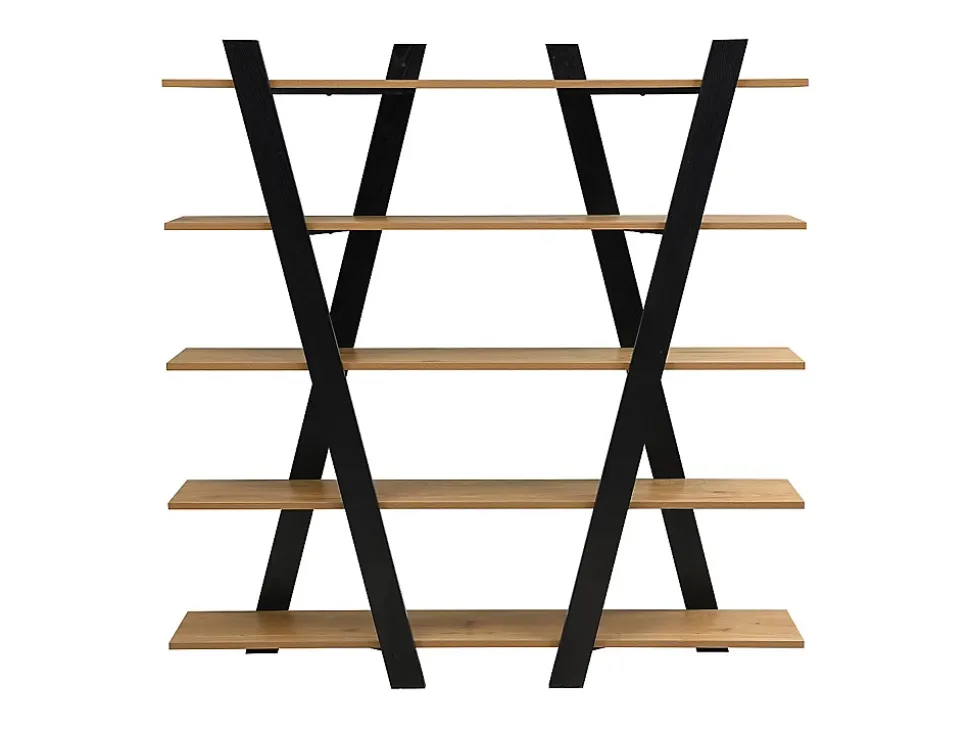 Etagère avec 5 tablettes - Naturel et Noir - TUZLA